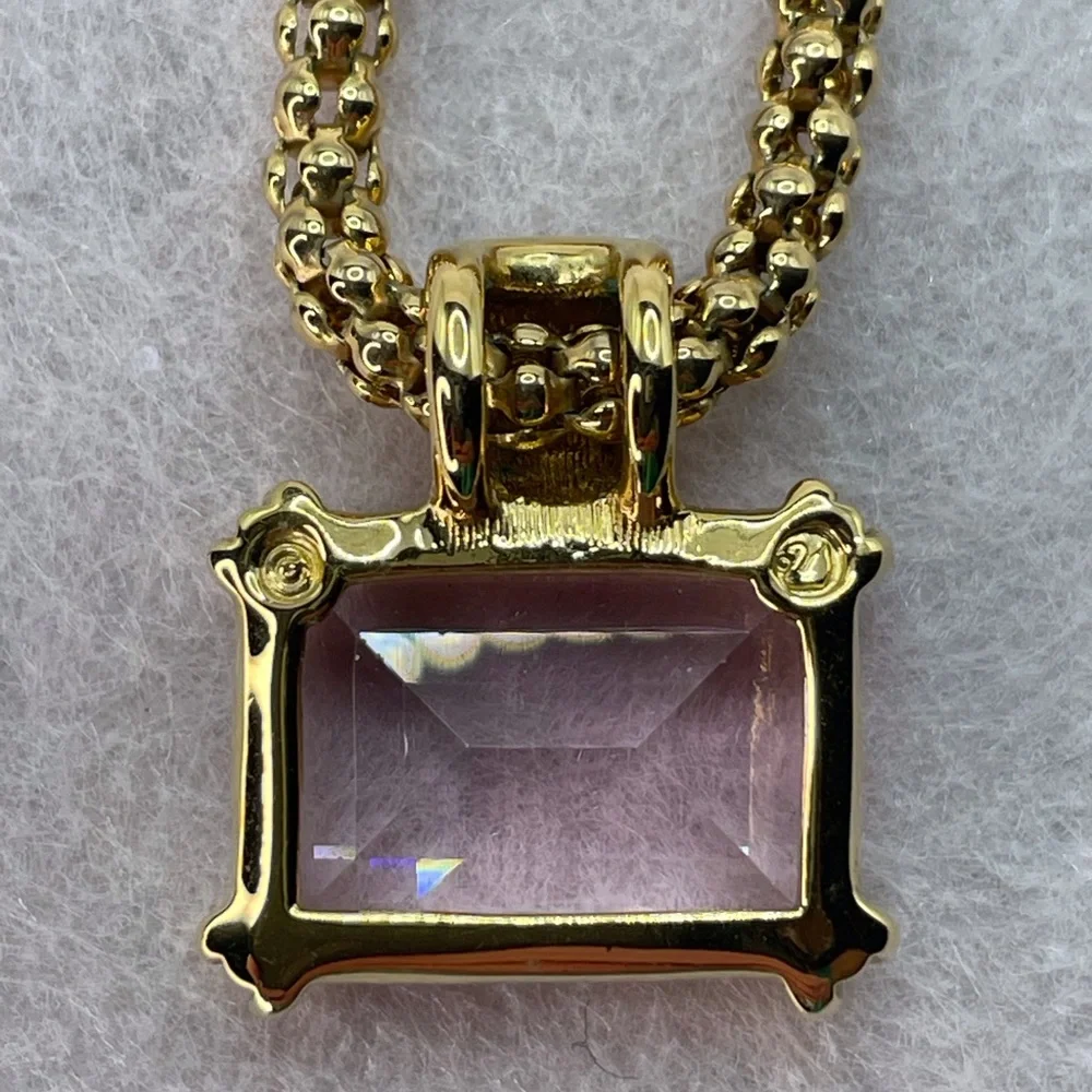 Swarovski Gold Tone Crystal Necklace & Earrings Set Swan Hallmark Light Amethyst - Picture 5 of 13